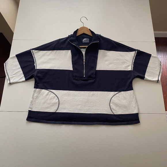 FP Movement Retro Rugby Polo Top Striped Navy and White Size Medium - Picture 4 of 13